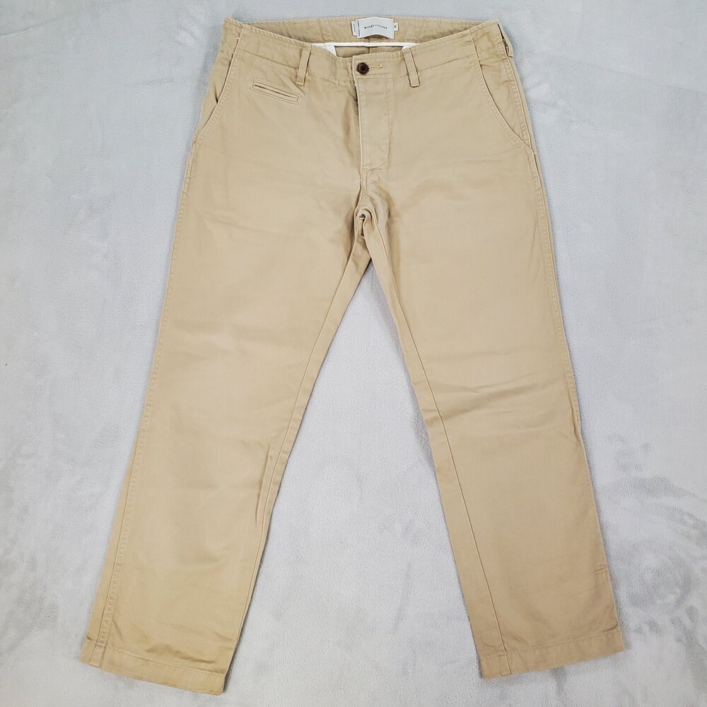 Wings + Horns Archive Chino Pants Mens 32x27 Slim Fit Tan Button Fly Japan Made